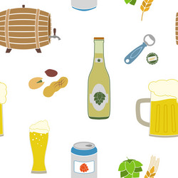 Seamless pattern with beer icons vector