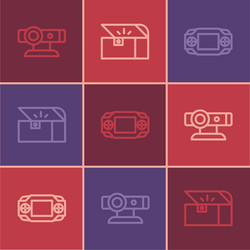 set line web camera portable video game console vector image