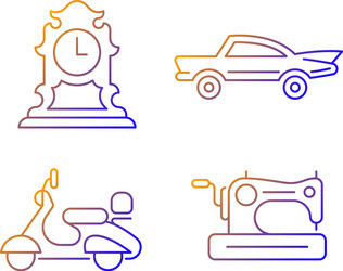 retro collectables gradient linear icons set vector image