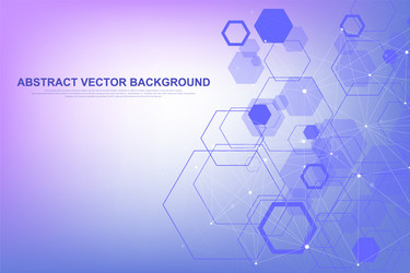 Abstract hexagonal background with waves vector