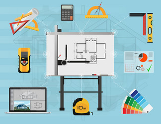 Architect panel board planning and creating vector