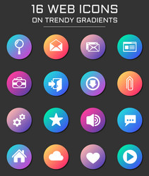 user interface web icons on colorful buttons vector image