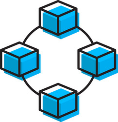 Cube network connection structure icon vector