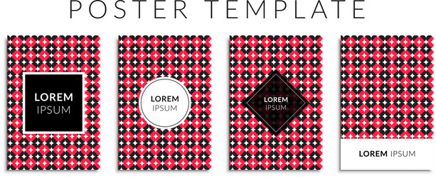 Poster set with red color circle shape pattern vector