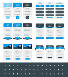 Set of pricing table design templates for websites vector