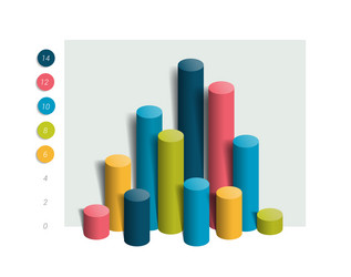 3d colummn chart graph simply color editable vector