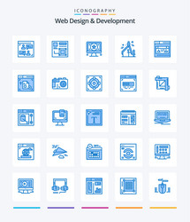 Creative web design and development 25 blue icon vector