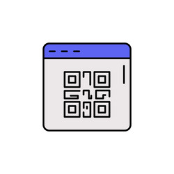 E-commerce qr code web site page color vector