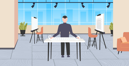 man architect working with blueprint engineer vector image