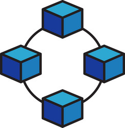 Cube network connection structure icon vector