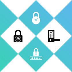 Set safe combination lock wheel lock and key Vector Image