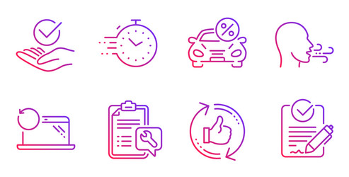 Spanner refresh like and timer icons set vector