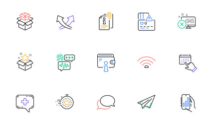 wifi messenger and event click line icons vector image