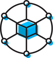 Cube network connection structure icon vector