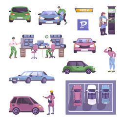 parking flat icons collection vector