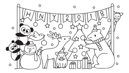 Christmas Animals Party Vector Image