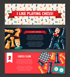 Banners set with flat design chess and players vector