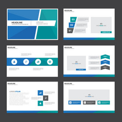 blue green presentation templates infographic set vector