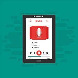 media player application app template with flat vector image