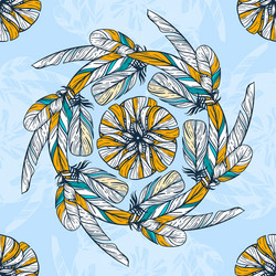 seamless pattern in boho style round kaleidoscope vector image