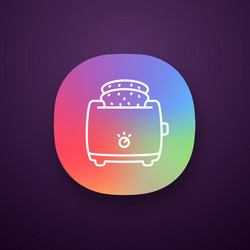 Slice toaster with toast app icon vector