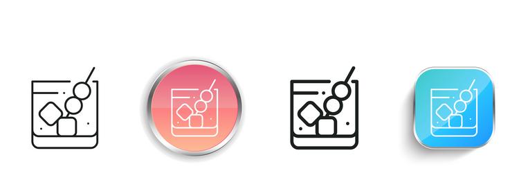 cocktails icon thin linear regular and button vector image