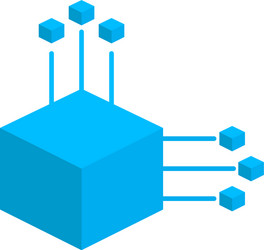 Cube network connection structure icon vector