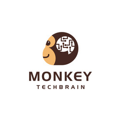 monkey head with digital connection circuit brain vector image