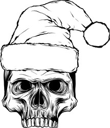 monochrome outline drawing of a horror santa claus Vector Image