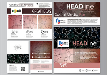 Social media posts set business design templates vector