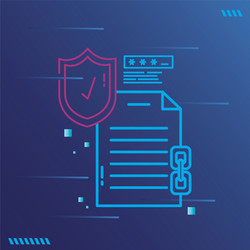 cyber lock document with shield code and chain vector image