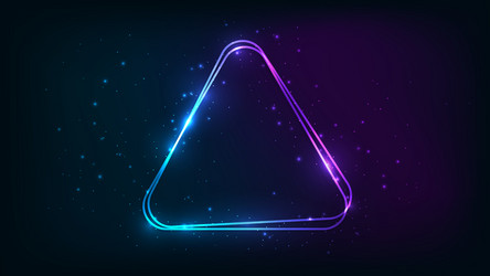 neon rounded triangle frame with shining effects vector image