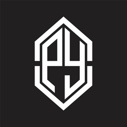 py logo monogram with hexagon shape and outline vector image