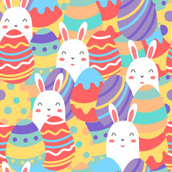 seamless pattern happy egg with bunny vector image