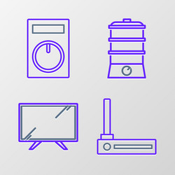 set line router and wi-fi signal smart tv double vector image