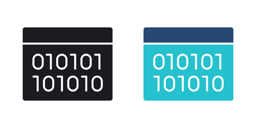 binary code icons set black and colored style vector image