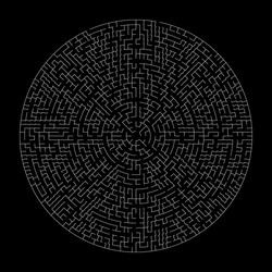 circle maze dark bg making decision concept vector