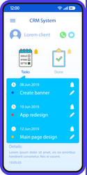 crm system smartphone interface template mobile vector image