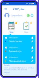 Crm system smartphone interface template mobile vector