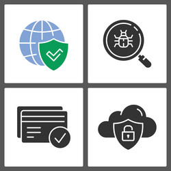 data security glyph icons on white background vector image