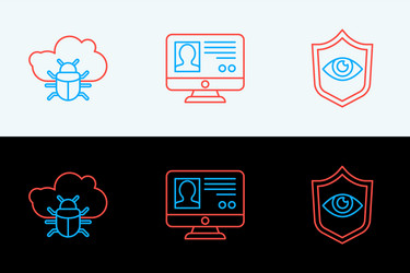 set line shield and eye system bug on cloud vector image