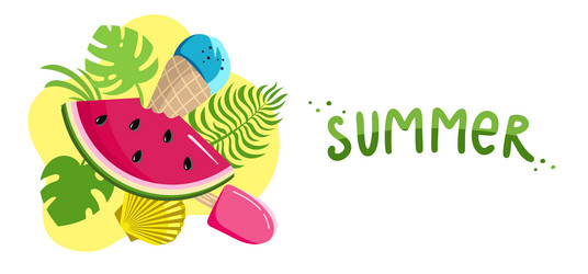 Summer background website header colorful vector