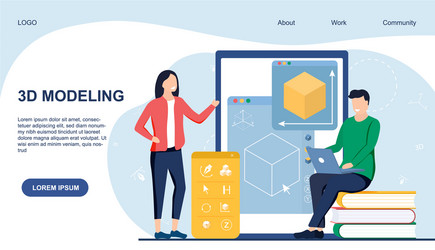 3D Modeling Team Workspace vector