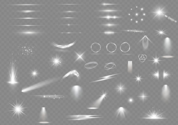 light effect set sun flash spark stars lens flare vector image