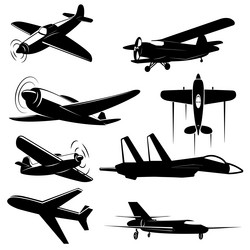 set of vintage airplanes from different angles Vector Image