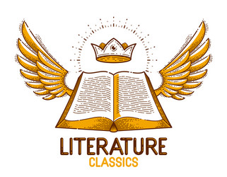 vintage open book with wings graphic design Vector Image