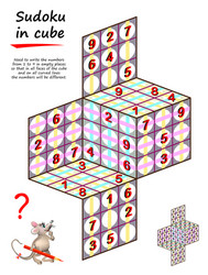 3D Logic Sudoku Puzzle - Cube Challenge vector image