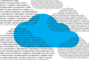 blue cloud and clouds consisting of binary 0 1 vector