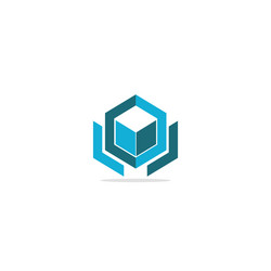 Cube shape polygon logo Royalty Free Vector Image