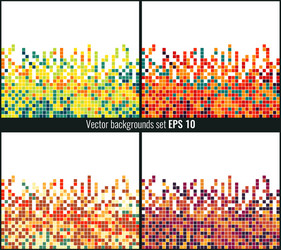 abstract square pixel mosaic background set vector image